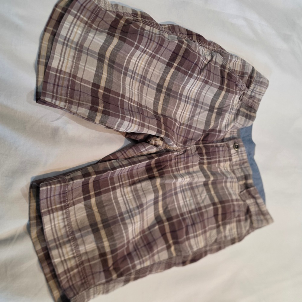 Carhartt Plaid Shorts Women Size 4 Brown Excellent Workwear Casual 100354 250